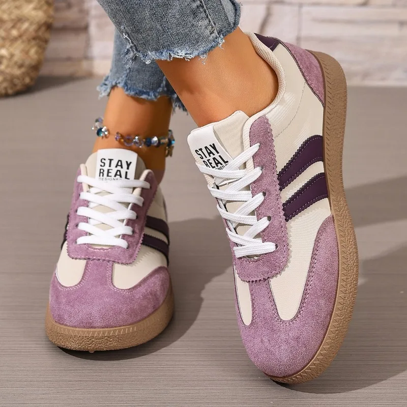 Damen Wildleder Freizeitschuhe 2026 Herbst Neuer Stil Bequeme Rutschfeste Flache Schnür-Vulkanisierte Laufschuhe Zapatos Mujer – Detail 3