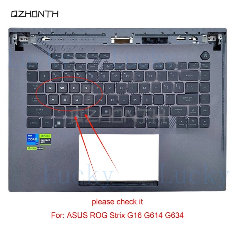 f  Used For ASUS ROG Strix G16 G614 G634 Palmrest US with RGB Backlit Gray 16