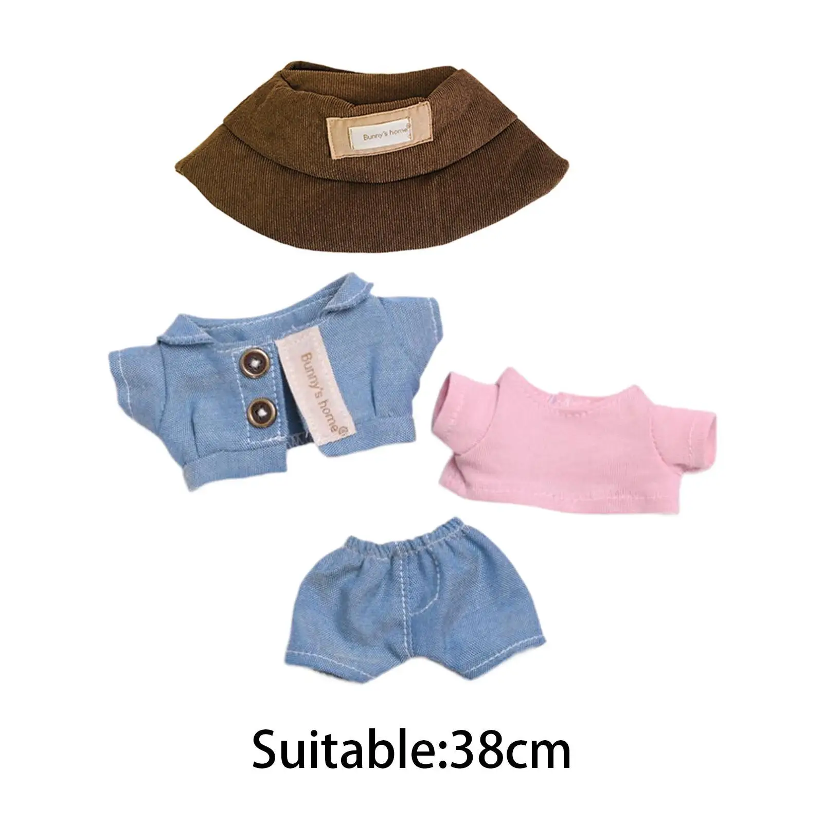 Puppen kleider für 38cm Plüsch puppe Stofftiere Kleidung bequeme stilvolle süße Puppe T-Shirt Set Puppe Outfit mit Hut Jacke