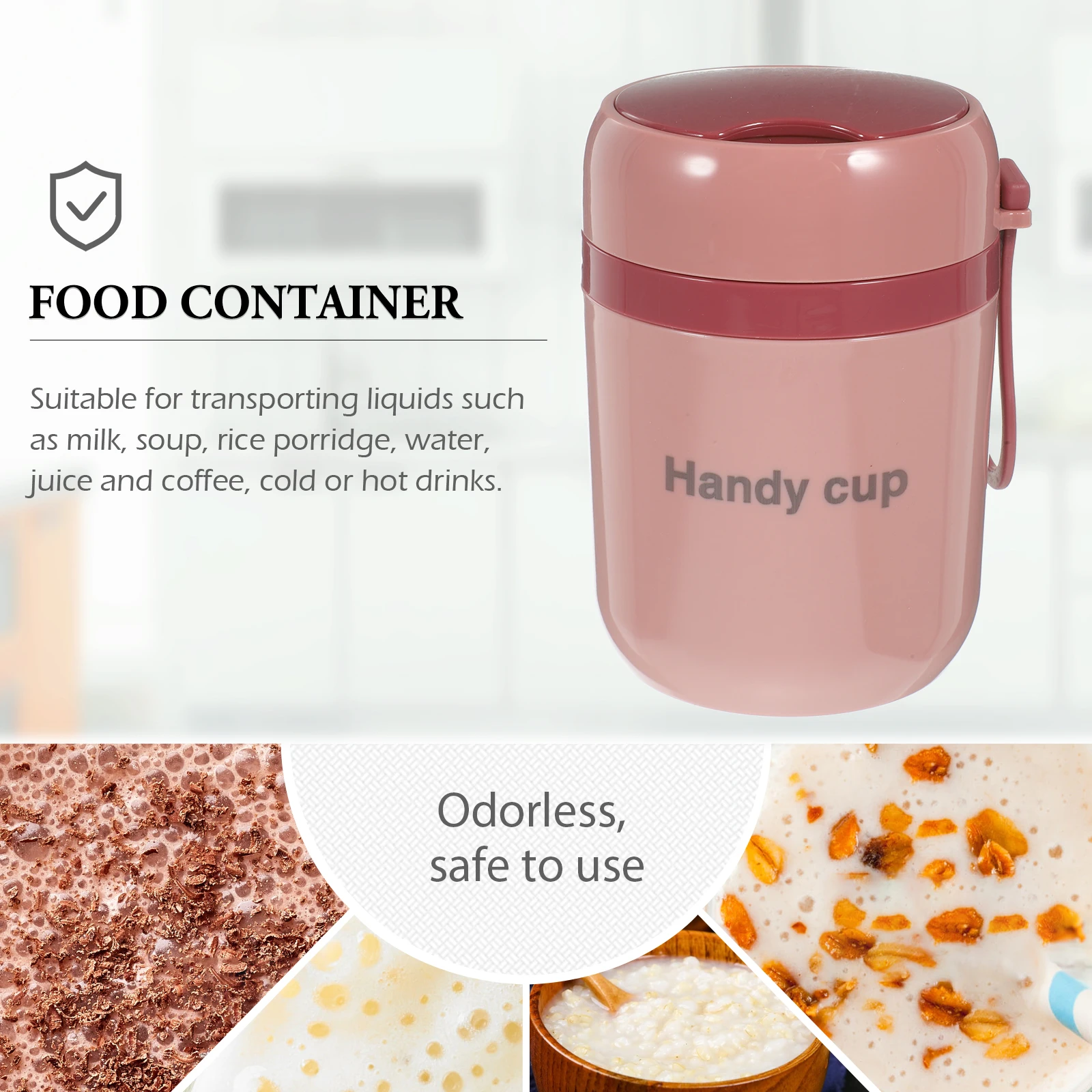 

Insulated Soup Cup Leakproof Portable Stainless Steel Breakfast Cup with Spoon Food Jar for Hot Drinks 360° Sealing Thermal