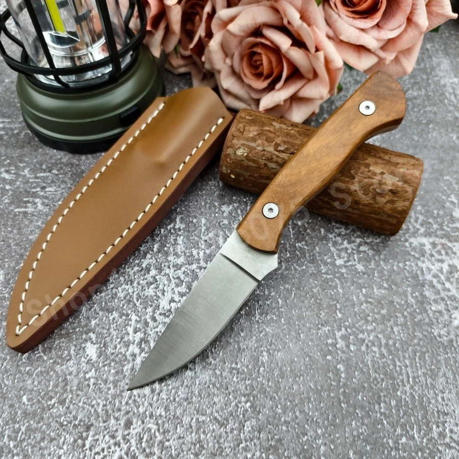 

Нож M/K/C High-Sharp с прямым лезвием из стали 8Cr13Mov, рукоять из желтого палисандра, с ножнами, портативный инструмент для ношения с собой