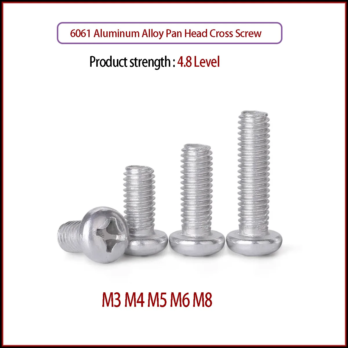 6061 Aluminum Alloy Pan Head Screw Screw Half Round Head Cross Screw M3M4M5M6M8