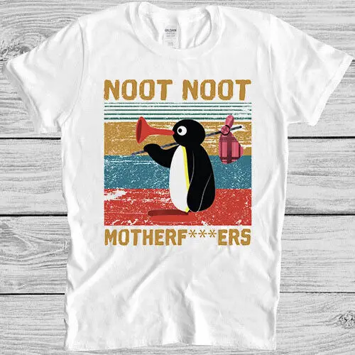 Pingu Noot Noot Motherfu***rs Funny Angry Penguin Saying Gift Tee T Shirt   Tees Y2K tops Unisex Summer Short Sleeve