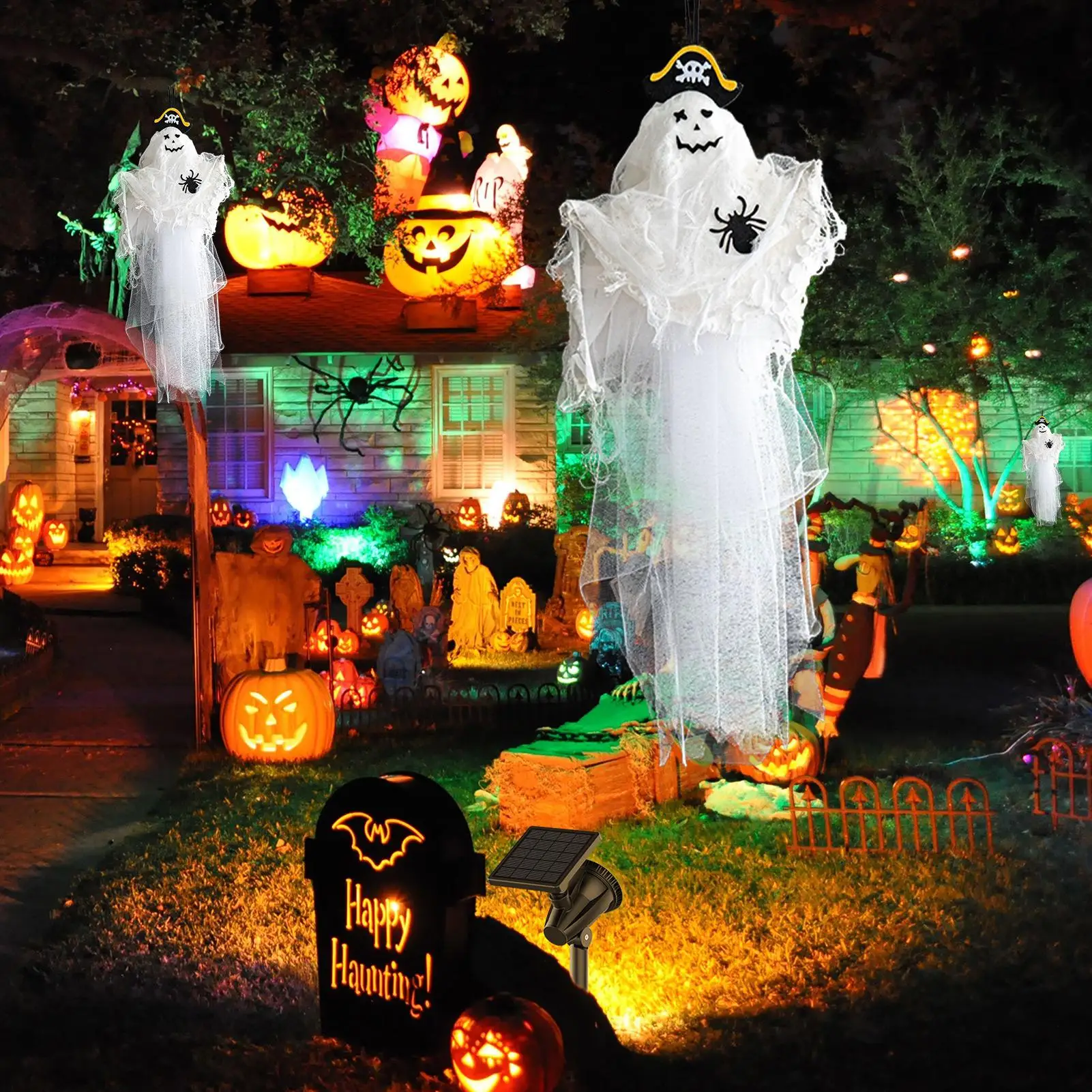 زينة الأشباح ديكور شبح مخيف شجرة الحلي لوازم الحفلات ديكورات المنزل للخارجية داخلي مسكون ساحة المنزل #2