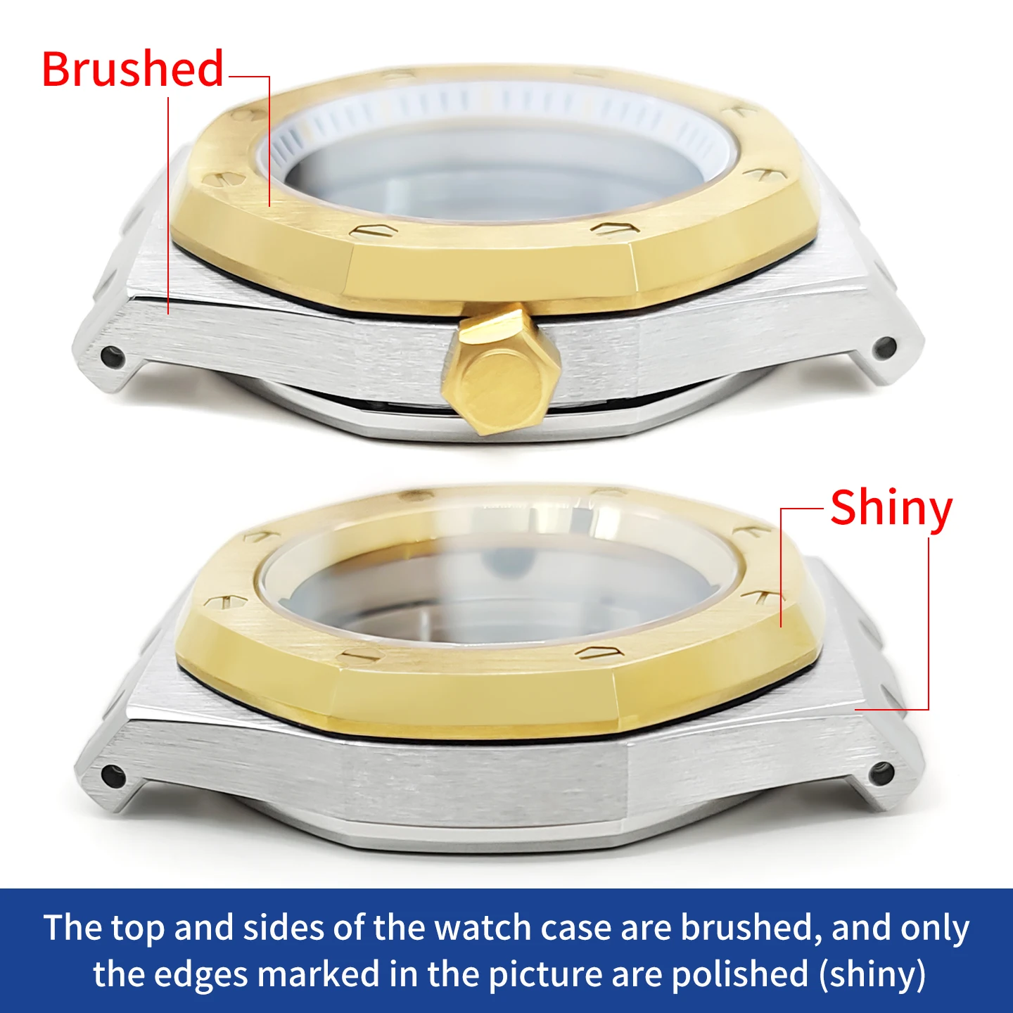 AP Watches Case Polished Steel Finish Gold/Silver For NH35 NH36 4R36 Crown At 3 O’Clock Cases MOD Watch Replacement Accessorie