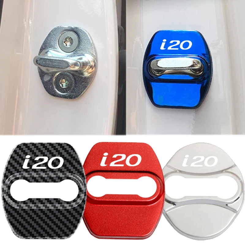 4PCS Car Interior Door Lock Anti-rust Cover Buckle Styling for Hyundai i20 Logo Protective Stainless Steel Case Decoration