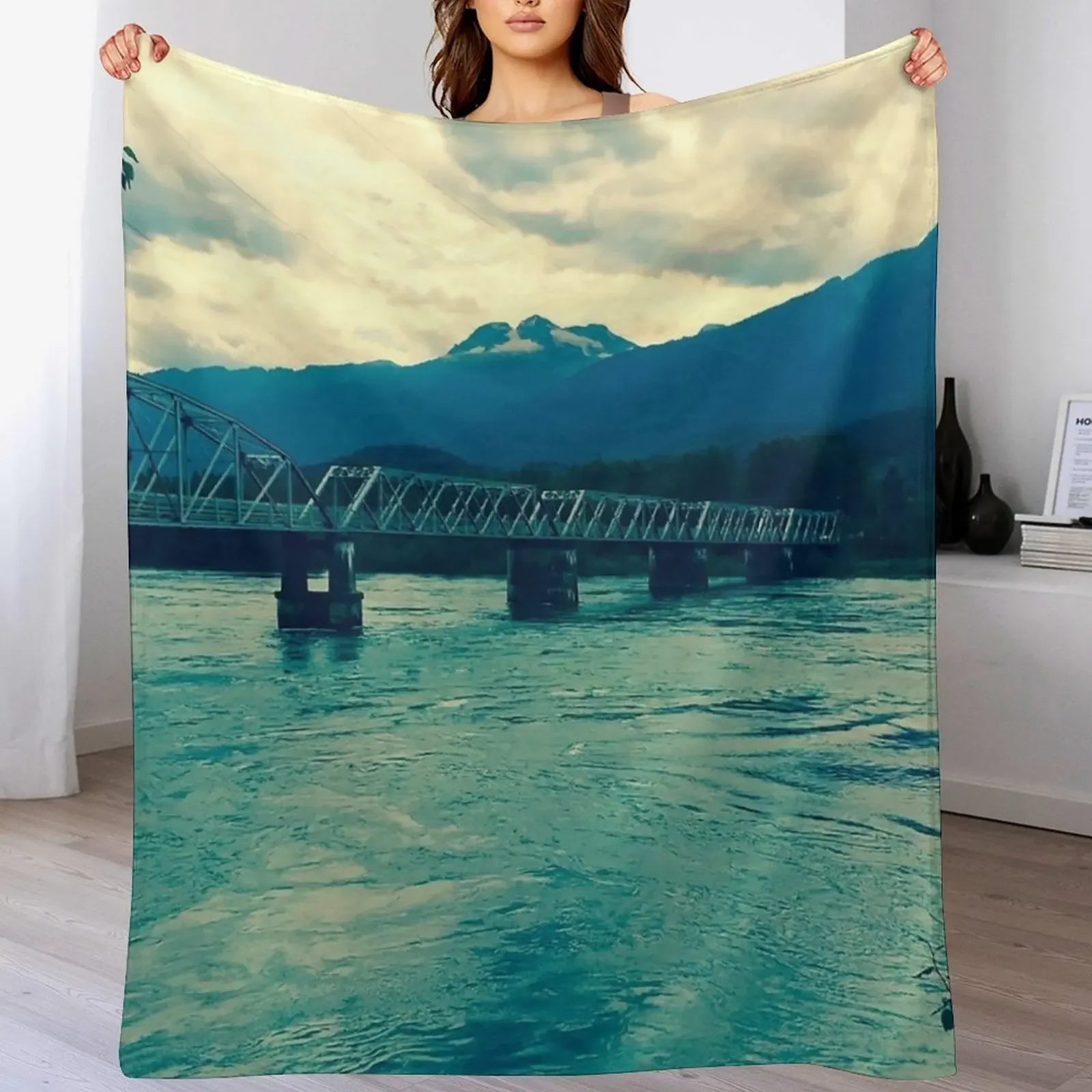 

Train Bridge in Revelstoke, Canada. Throw Blanket Designers Soft Bed Fashionable bed plaid Blankets