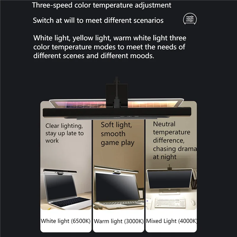 AA81-2X Laptop-Monitor-Lichtleiste, USB-LED-Arbeitsleuchte mit E-Reading, 3, einstellbare Farbtemperatur, kein Bildschirmblendung