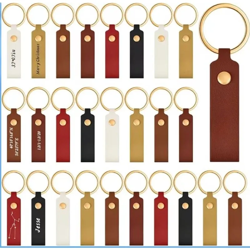 Wholesale 10PCS Personalized Leather Keychain  Custom Logo Car Motorcycle Key Chain Men Women Bag Key Chain Ring Charm Accessory