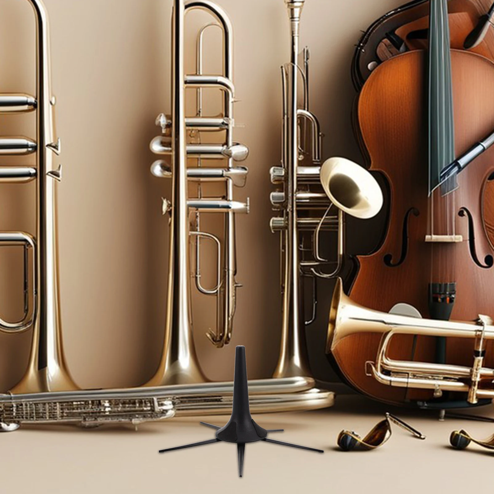 

Small Stand Foldable Holder for Trumpet Instrument Musical Accessories Fall to The Ground Metal Black 5-leg
