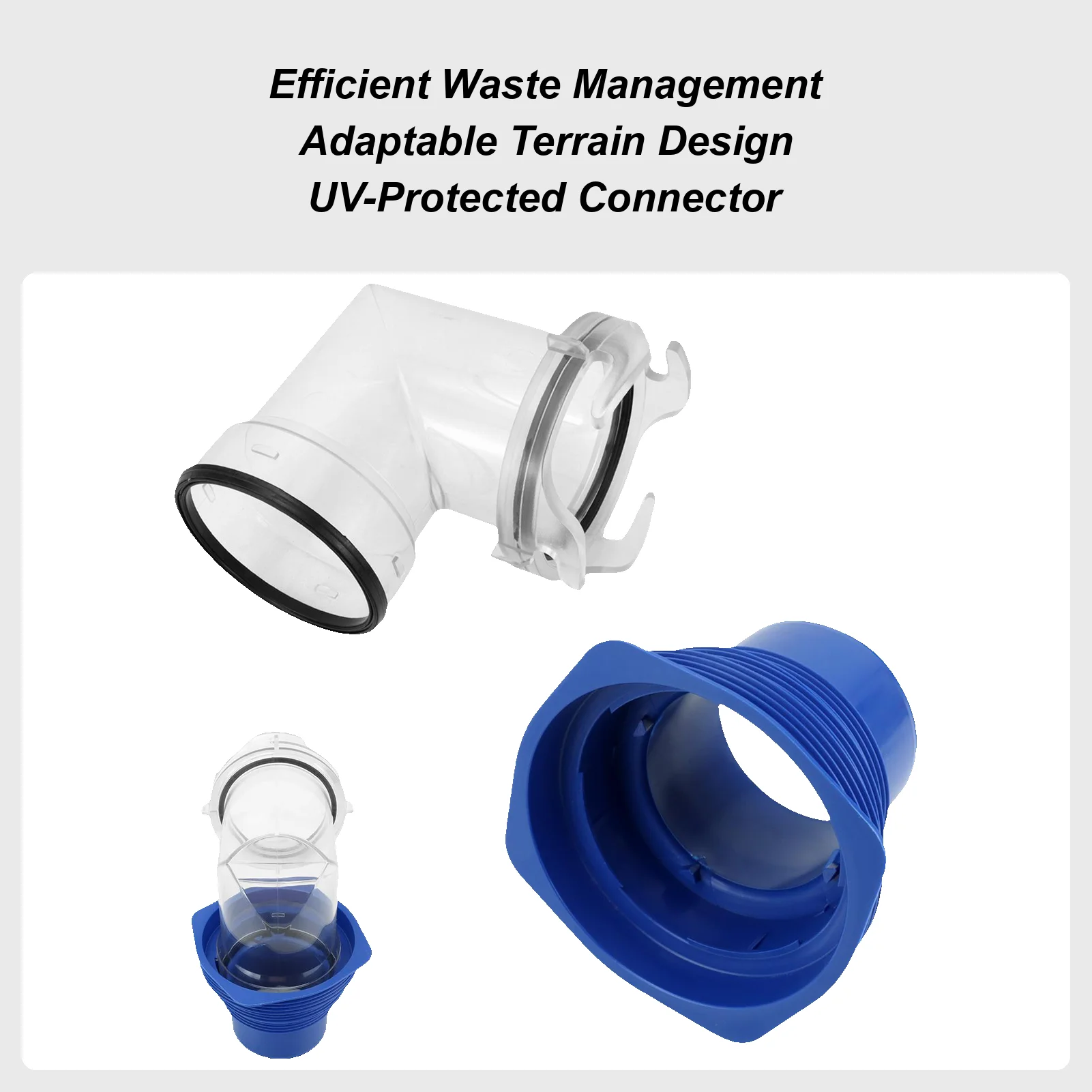 

RV Sewer Hose Fittings Kit Clear Waste Water Elbow Adapter 4 in 1 Connector Pipe Accessories for Motorhome Drainage System