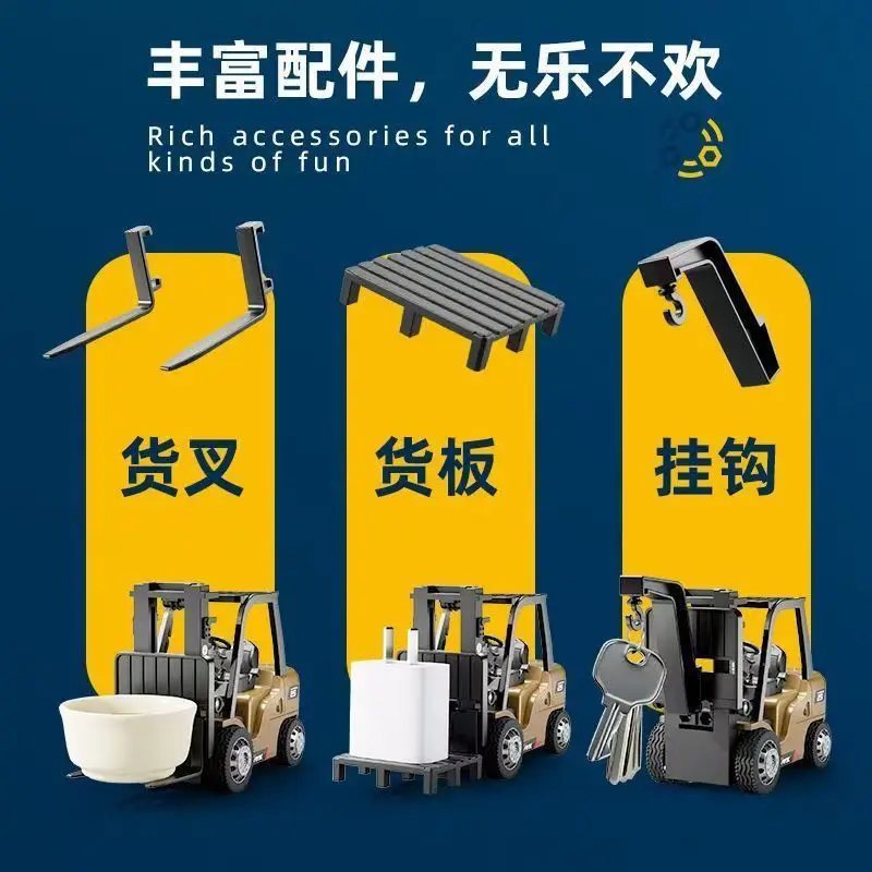 1/64 RC Legering Heftruck Techniek Voertuigen Model Collectie Mini Afstandsbediening Simulatie Vrachtwagens Auto Speelgoed Voor Jongen Volwassenen Gift