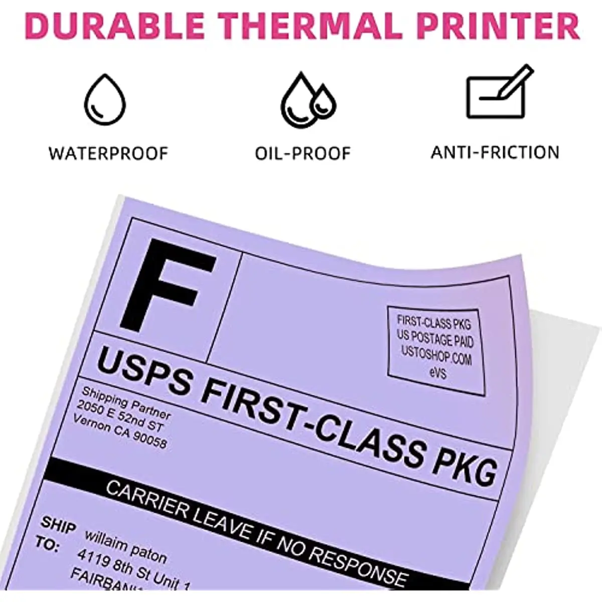 Phomemo 4x6 Thermal Labels for Shipping Label Printer - 500PCS Purple Mailing Labels 4x6 Direct Thermal Labels Fanfold BPA Free