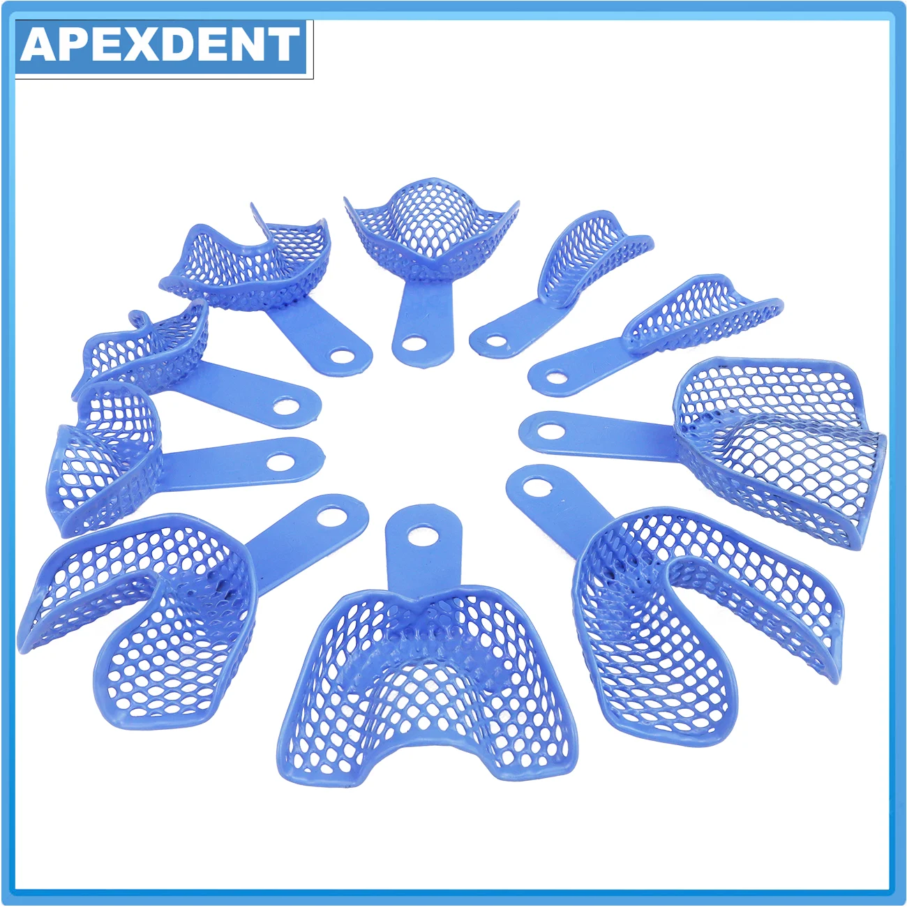 2PCS Dental Impression Tray With Net Plastic-Steel Perforated Oral Hygiene Teeth Holder Dentistry Materials
