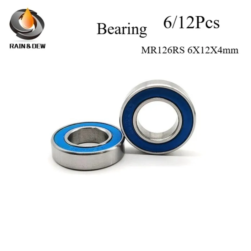 6/12 ชิ้น MR126RS สีฟ้าแบริ่ง 6x12x4 มม. ABEC-7 งานอดิเรกไฟฟ้า RC รถรถบรรทุก MR126 ฿ 2RS ตลับลูกปืน MR126-2RS ปิดผนึก