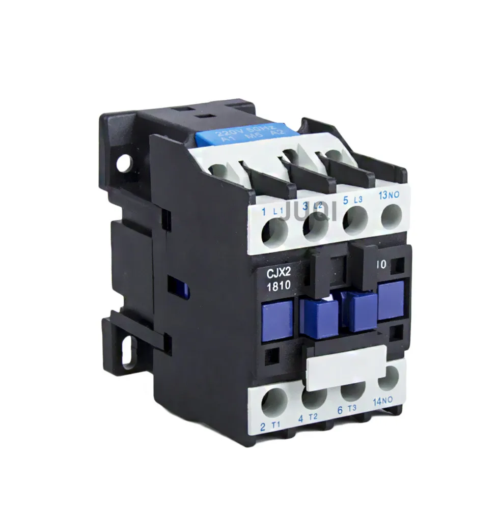 CJX2-1810 LC1 AC Contactor 18A 3 Phase 3-Pole NO Coil Voltage 380V 220V 110V 36V 24V 50/60Hz Din Rail Mounted 3P+1NO Normal Open