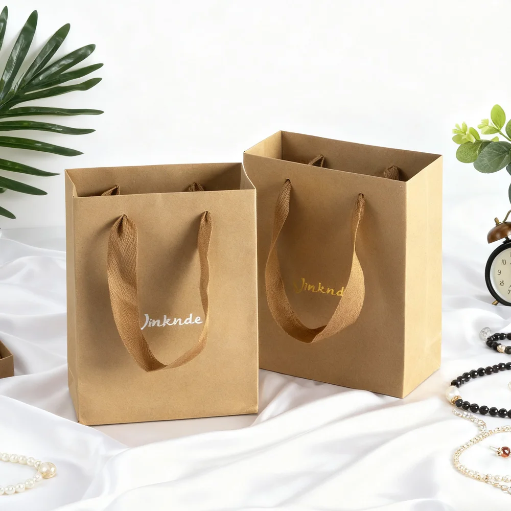 

50Pcs/Pack Brown Kraft Bags with Handles Paper Tote Bags for Birthdays Weddings Parties Favors Grocery Shopping Gifts Packaging