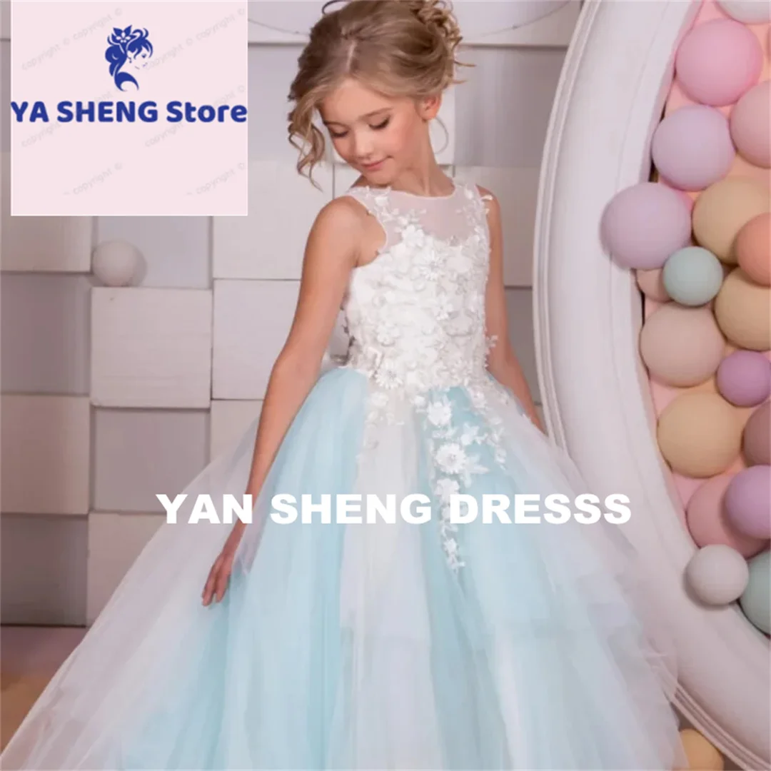فساتين فتاة الزهور المخصصة تنورة عالية منخفضة مع فيونكة بدون أكمام لحفلات الزفاف وأعياد الميلاد وحفلات التواصل الأول