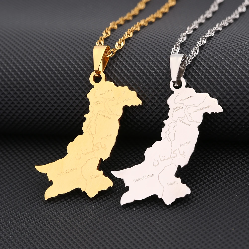 SONYA Pakistan Map With City Name Pendant Necklace For Women Girls Fashion Stainless Steel Jewelry Ethnic Birthday Party Gifts