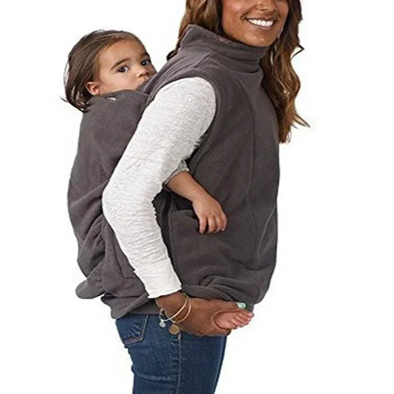 Mother Baby Carrier Jacket Daddy Mom Kangaroo Sweater Outerwear Autumn Winter Carry Baby Thicken Vest Sleeveless Jacket Coat