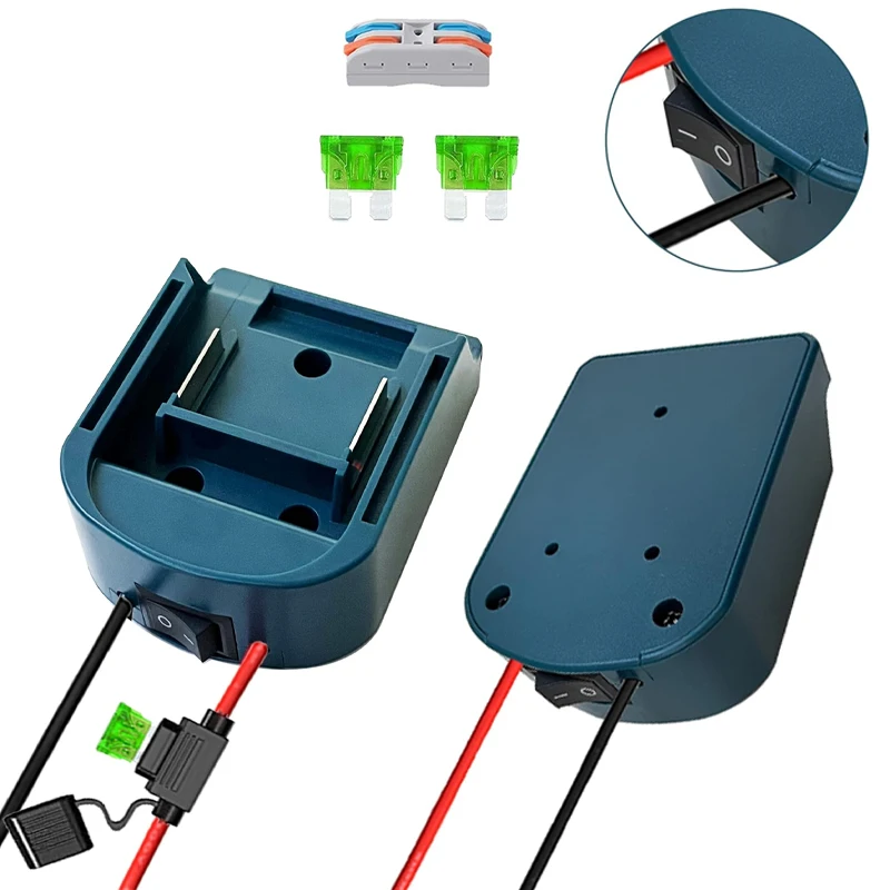 Power Wheels Adapter For Makita 18V BL1830 BL1840 BL1860 Li-ion Battery DIY Power Connector with 14 AWG Wires&I/O Switch Fuse