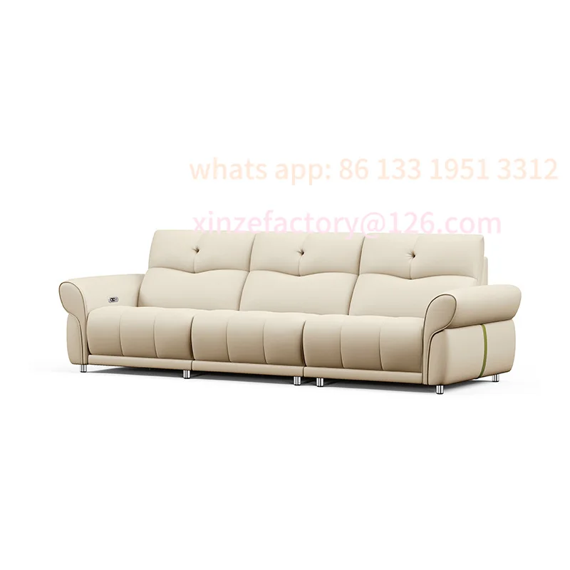 أريكة جلدية إيطالية بسيطة قابلة للتخصيص على شكل آذان فيل فرنسية كريمية للرياح أريكة منزلية متعددة الوظائف خفيفة كهربائية فاخرة