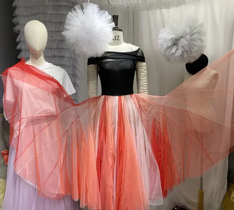 New  big swing dancing flame color matching veil high end heavy skirts umbrella skirt
