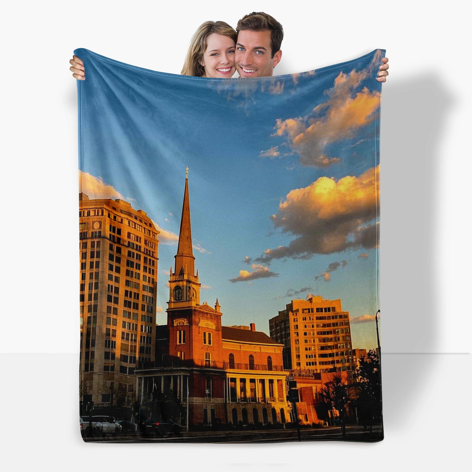 American 50 States Themed Flannel Blanket A Great Gift For Family And Friends Adorned With Stunning Architecture Prints