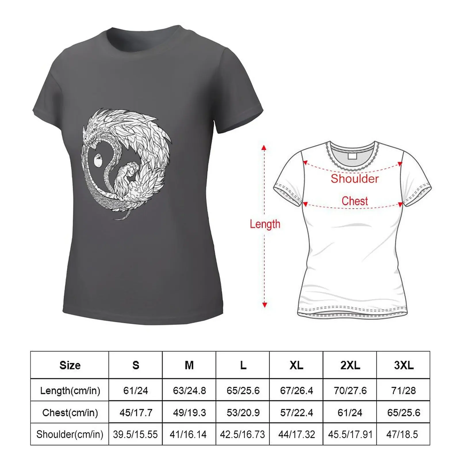 Ying-Yang Ouroboros Dragon T-shirt tops plus size tops cute tops t-shirts for Women cotton