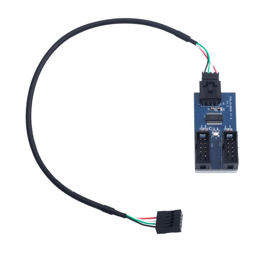 Placa-mãe divisor usb de 9 pinos, 1 a 2/4, placa de extensão fêmea, conector usb 2.0, adaptador de cabo de extensão para placa-mãe de desktop
