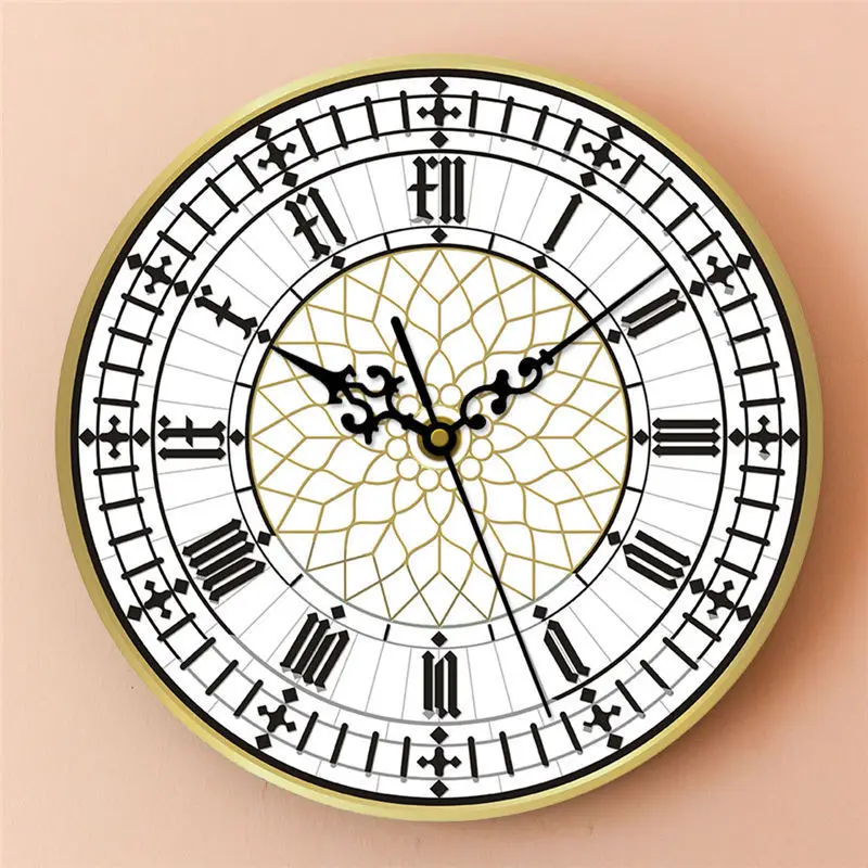 

Fashionable FUN Design Wall Clock - Mute Movement with Big Ben Style - Decorative Silent Clock for Bedroom, Study, and Indoor