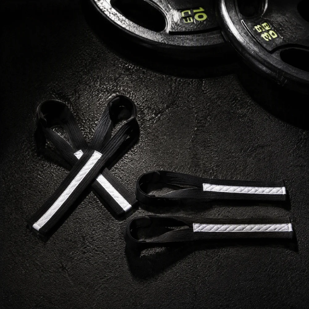 2pcs Polyester-Cotton Blend Weightlifting Wrist Strap Neoprene Fine Edging Wrist Support Strap Black Tidy Stitching Grip Strap
