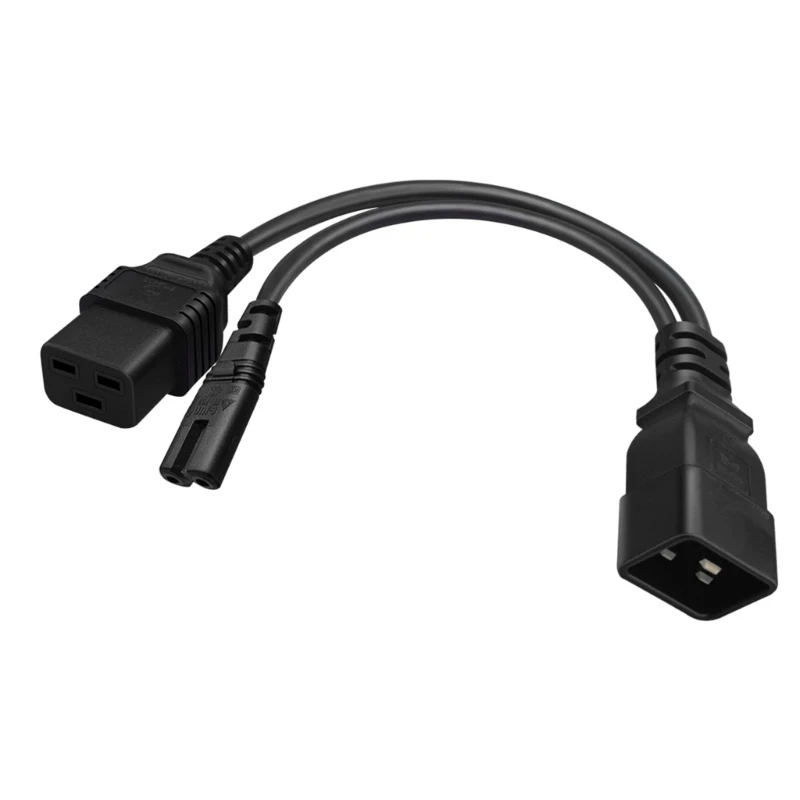 3-pin IEC320-C20 Stekker naar IEC320-C7 + C19 Vrouwelijke Adapter Cord Y-splitter Voeding Converter Kabel lijn Dropshipping