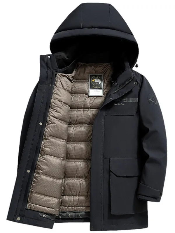 

Утепленная зимняя куртка для мужчин среднего возраста с отстегивающейся внутренней подкладкой, верхняя одежда из полиэфирного волокна с длинными рукавами