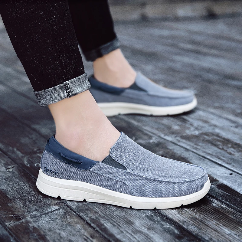 Men Canvas Loafers Walking Shoes Sport Outdoor Flats Light Home Comfortable Breathable Father Sneakers Autumn Big Size 39-47