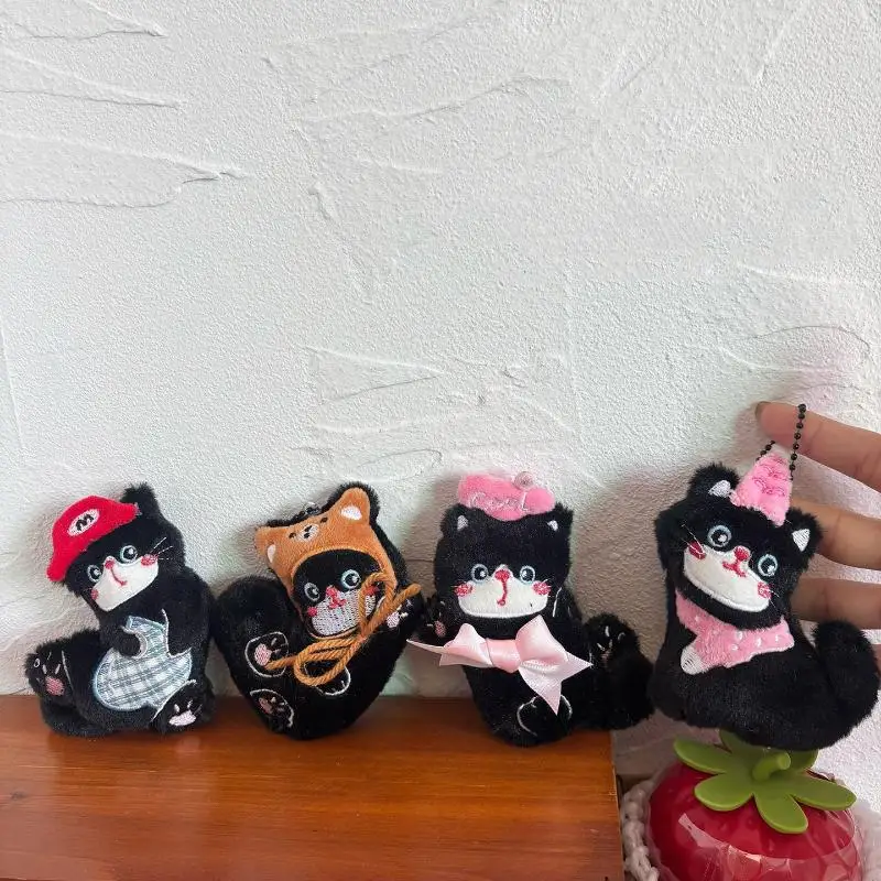 

Kawaii Cartoon Bow Siamese Cat Plush Pendant Keychain Cute Animal Kitty Plush Backpack Decoration Pendant Accessories Gift