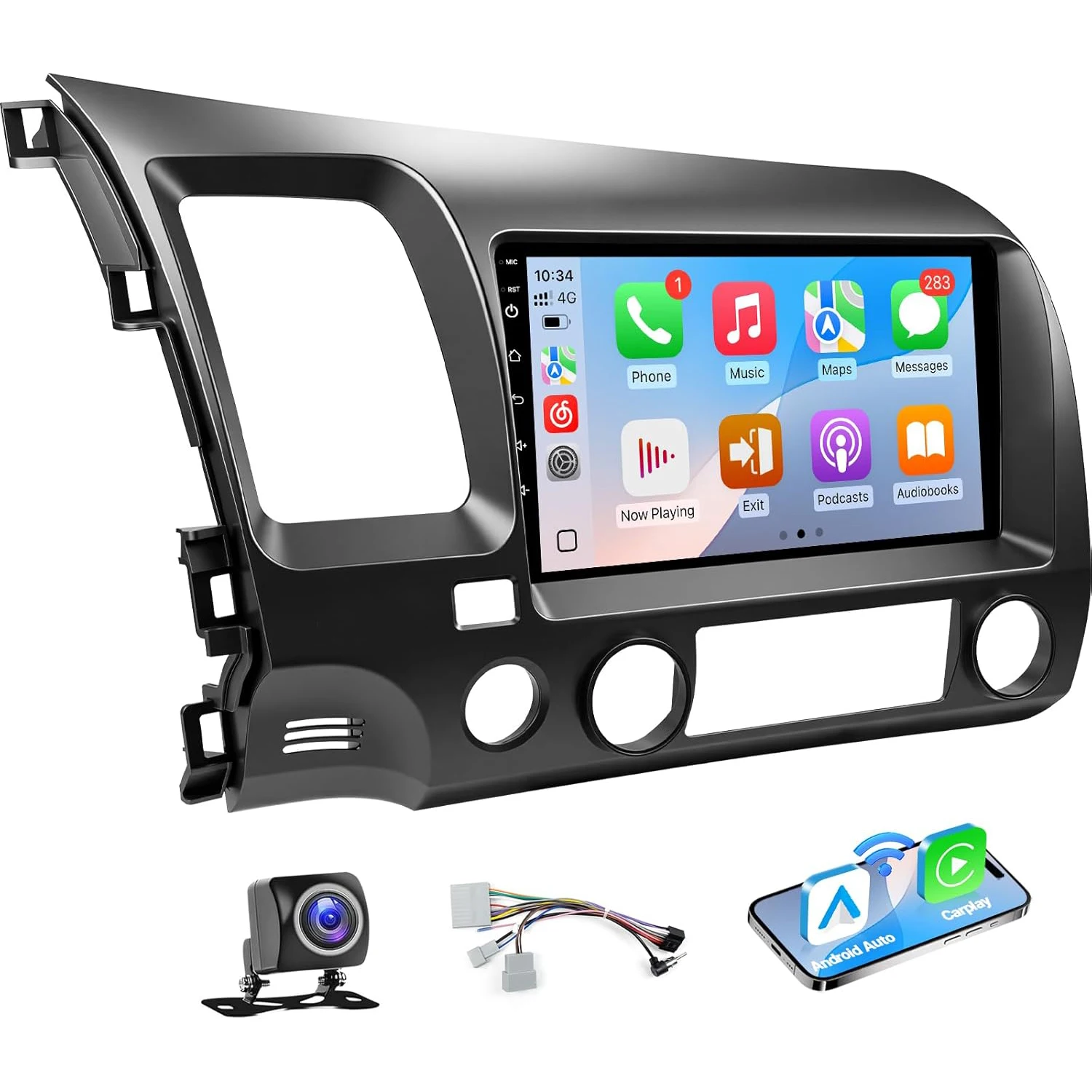 9'' Touchscreen for Honda Civic GPS Navigation Bluetooth WiFi Rear Camera FM Mirrorlink Split Screen SWC(Fit JBL)