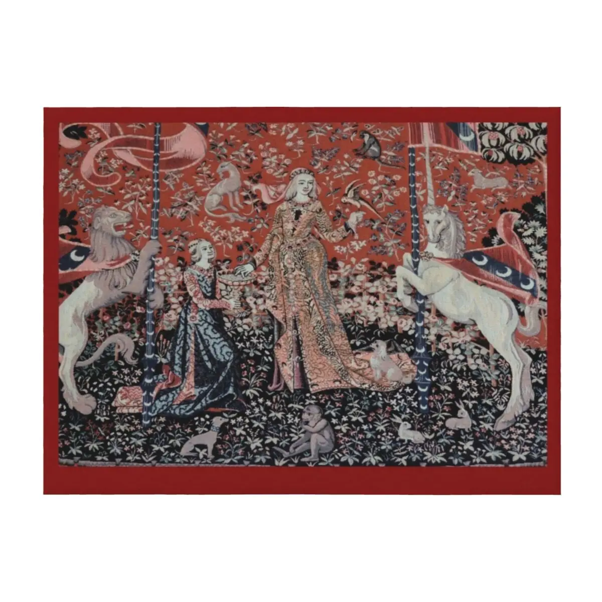 

Lady & the Unicorn Tapestry Throw Blanket Plaid on the sofa Thermals For Travel wednesday Flannel Blankets