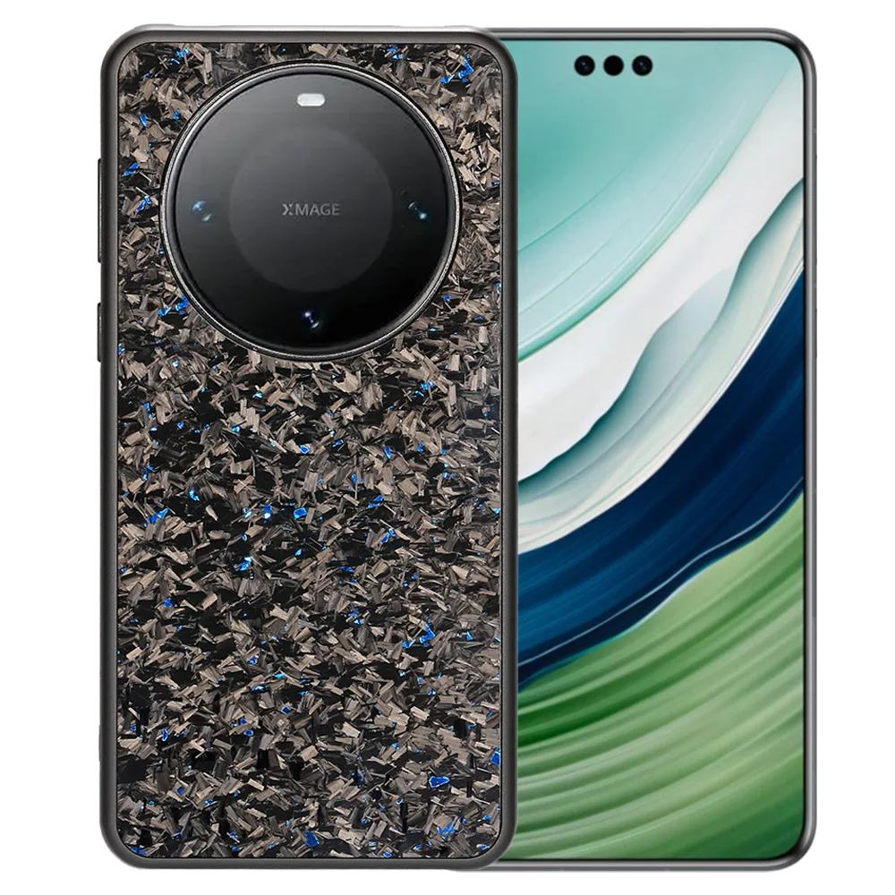 

For Huawei Mate 60 Pro Plus 60+ Real Glossy Forged Carbon Fiber Case Mate 60Pro Anti-drop TPU Full Coverage Protect Carbon Cover