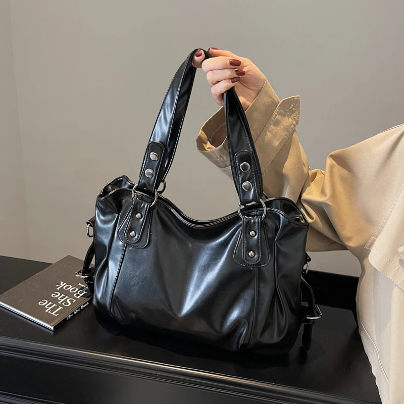 

Retro Brand Roomy Shoulder Bag Women PU Leather Tote Bag Fashion Large Capacity Crossbody Bag Top Handlebag Hobo Bags for Travel