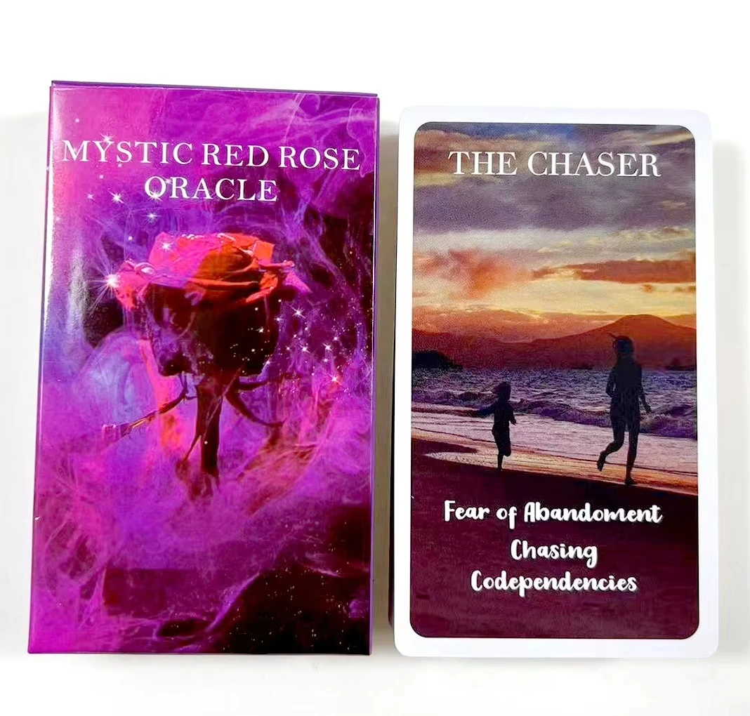 Mystic Red Rose Oracle Tarot-Karte, Freizeit, Glück, Wahrsagerei, Party, Unterhaltung, Schach, Kartenspiel, Tarot 53-Kartendeck
