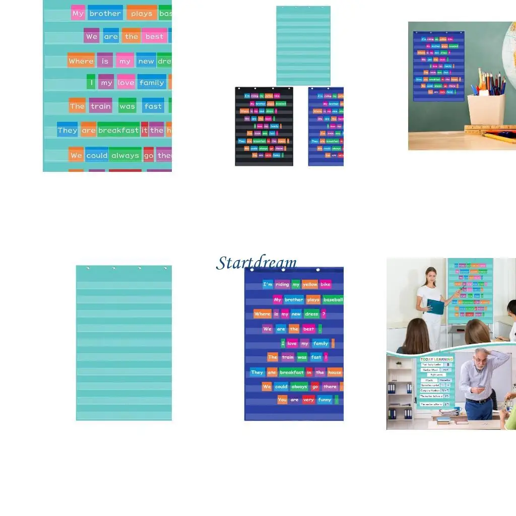 

Wall Hanging Pocket Charts Standard Pocket Charts 10 Clear Pockets Words Chart for Classroom Home Office Use K92C
