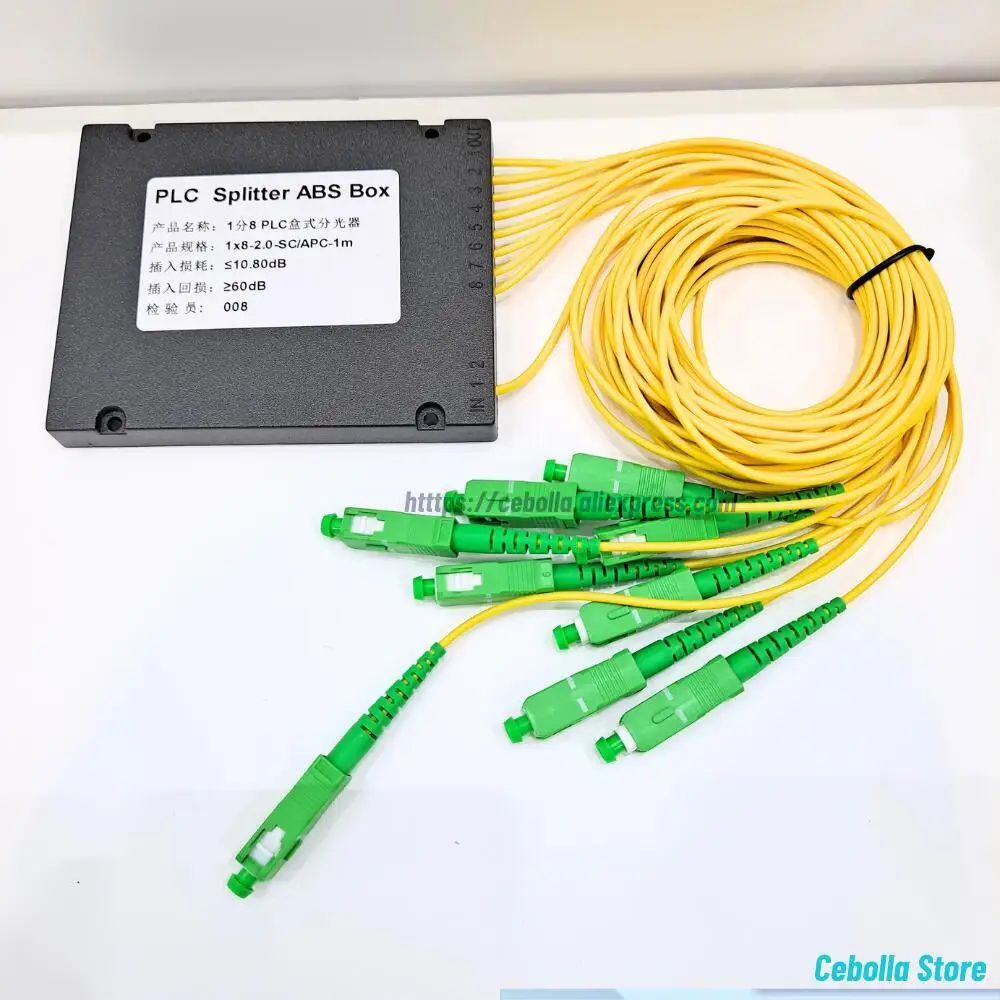 1PC PLC SC APC 1X8 Fiber Optic Splitter Box FTTH 0.9mm Steeltube 1m Connector Cassette plc splitter