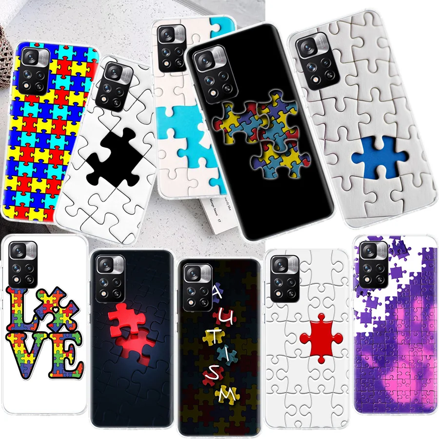 Autism Support Puzzle Phone Case For Xiaomi X3 X4 F4 GT NFC X5 X6 Pro 5G M3 M4 M5 M5S Mi F6 F5 F3 F2 F1 Cover Soft TPU