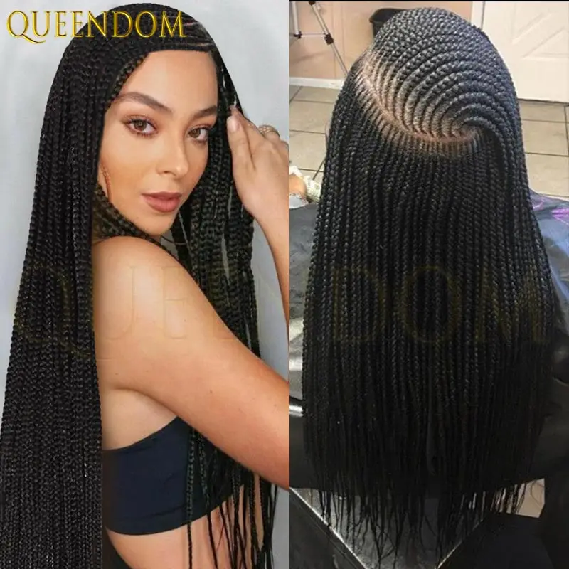 

36'' 360 Full Lace Braided Wig for Black Women Side Part Goddess Box Braid with Baby Hair Faux Locs Cornrow Synthetic Wig