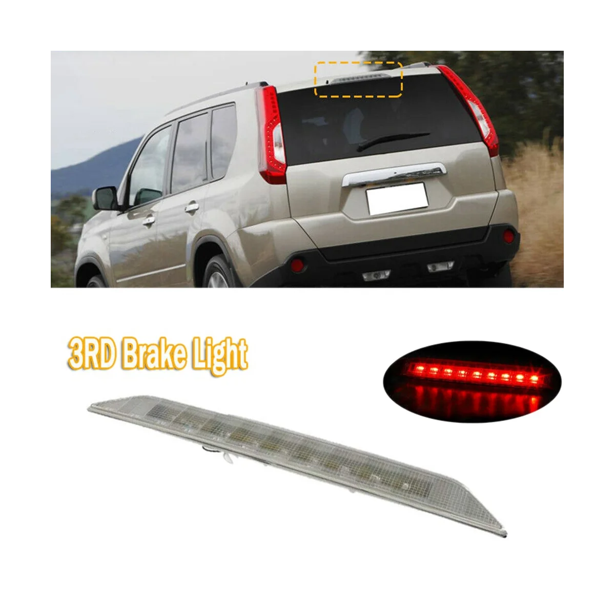 2Pcs Car High Mount Rear Third Brake Light Stop Lamp for Nissan X-Trail T31 Xtrail 2008-2013