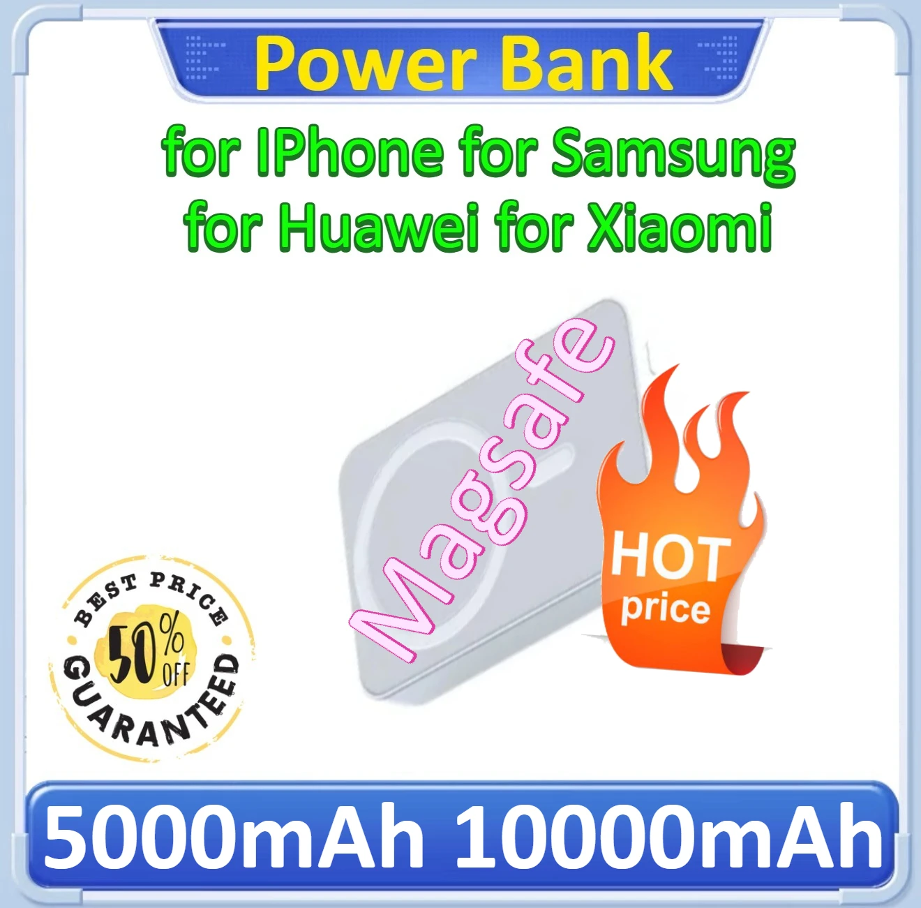 

Portable Magnetic Wireless Fast Charging External Battery For iPhone For Samsung For Xiaomi For Huawei 5000mAh 10000mAh