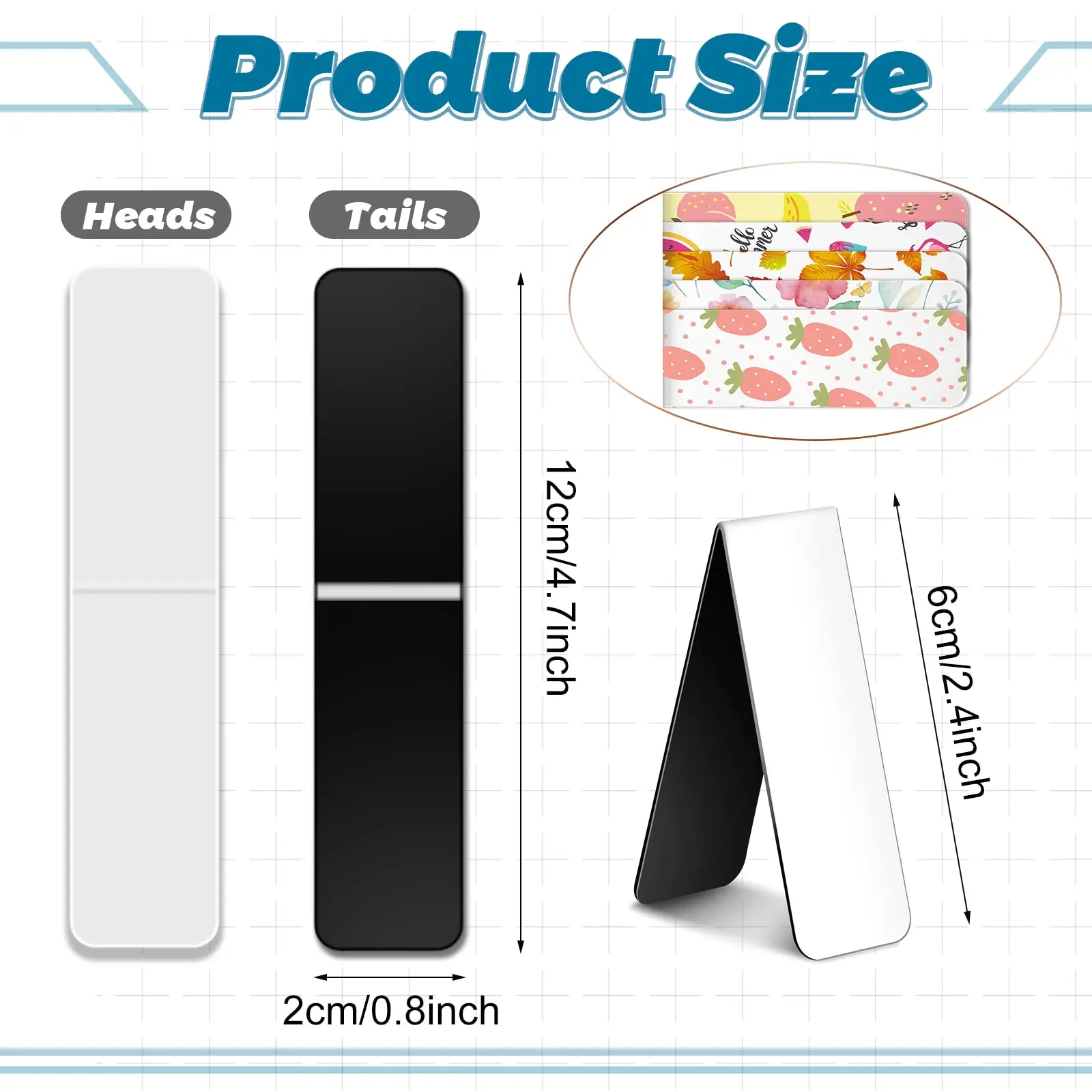 20/10Pcs Sublimation Magnetic Bookmarks Sublimation Bookmark Blank Book Marker Clips for Women Teachers Students Book Lovers