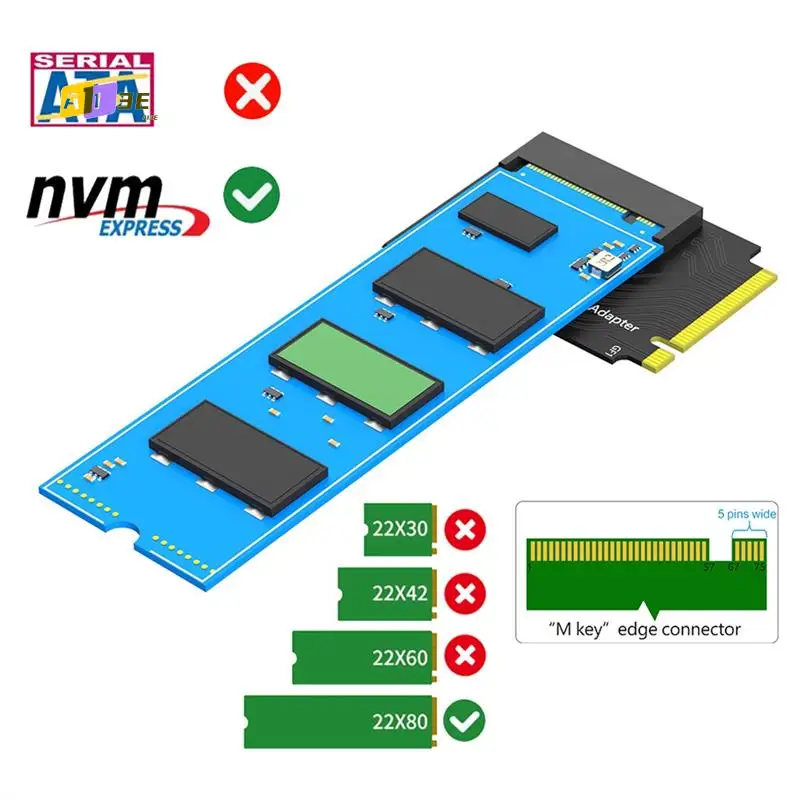 

A13E-для Rog Ally Pcie 4.0 M2 Riser Card 2230–2280 Прямоугольный M.2 NVME SSD-конвертер Адаптер Плата расширения