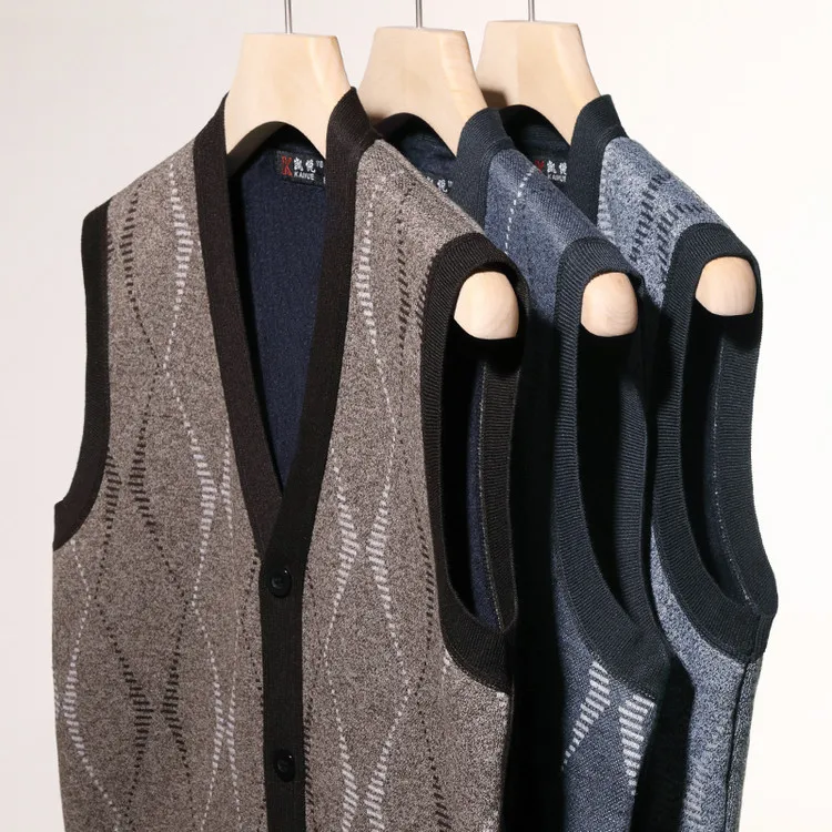 

Повседневный вязаный свитер со смешанным волокном, стоящий полиэстер, зимний деловой повседневный мужской свитер из мягкой модальной ткани...